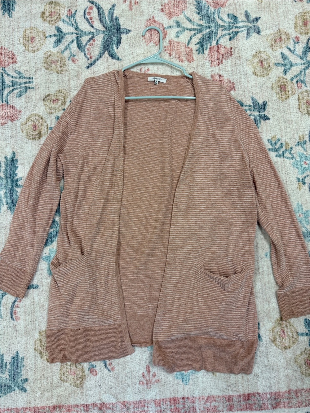 Madewell Open-Front Lightweight Cardigan in Dusty Rose